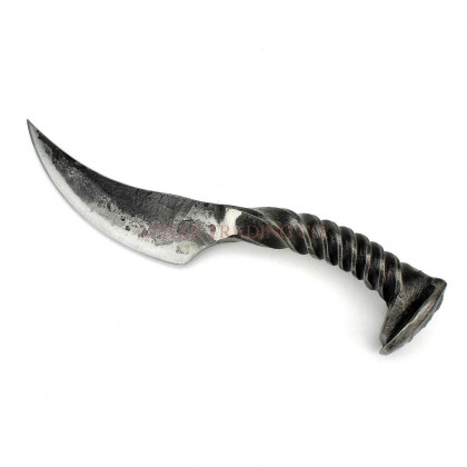 Hand Forged Curved Knife with Twisted Handle