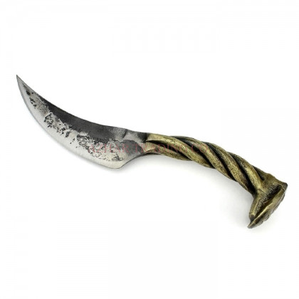 Hand Forged Curved Knife with Antique Brass Twisted Handle