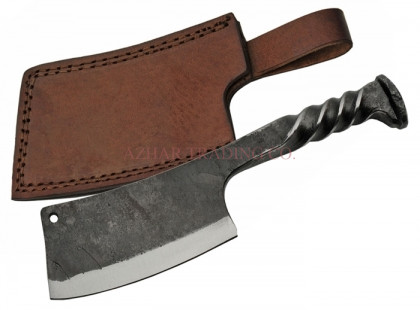 Hand Forged Cleaver with Leather Sheath