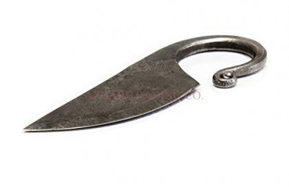 Hand Forged Curved Knife with Spiral Ring Handle