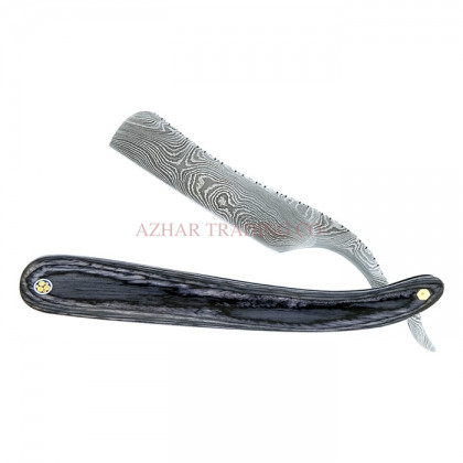 Damascus Straight Razor – Black Wood Handle
