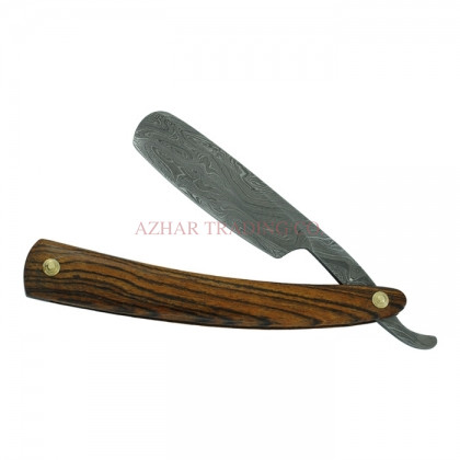 Damascus Straight Razor – Dark Wood Handle