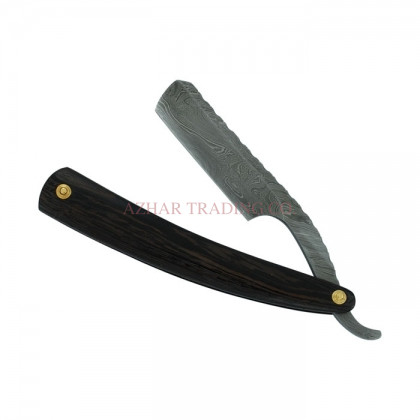Damascus Straight Razor – Black Handle