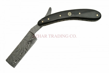 Damascus Straight Razor with Stag Handle