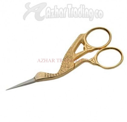 Professional 3.5" Stork Embroidery Scissors Gold & Silver