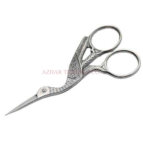 Professional 3.5" Stork Embroidery Scissors Gold & Silver image 2