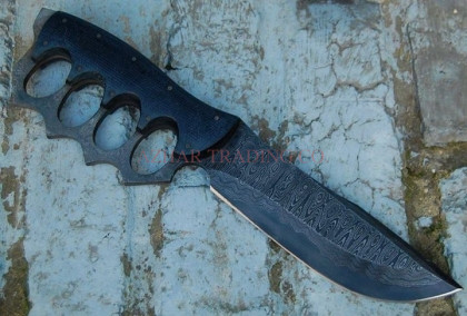 Sentry Knuckle Guard Damascus Knife