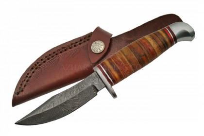 Damascus Skinner Knife (Wood Handle)