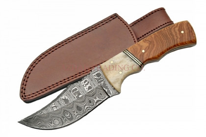 Damascus Skinner Knife (Bone Bolster)
