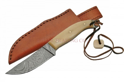 Damascus Skinner Knife (Bone Handle)