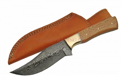 Damascus Skinner Knife (Brass Bolster)