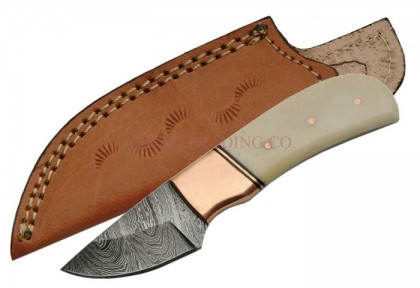 Damascus Skinner Knife (Copper Bolster)
