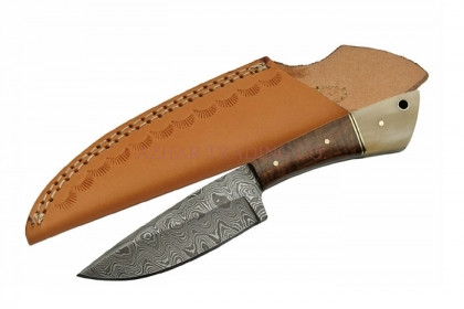 Damascus Skinner Knife (Wood & Bone Handle)
