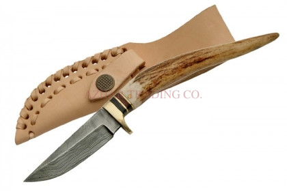 DAMASCUS STAG SPIKE KNIFE
