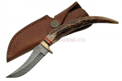 DAMASCUS STAG TIP KNIFE