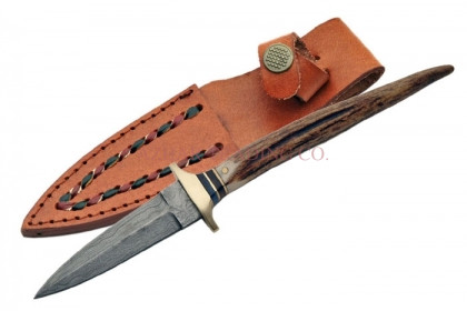 DAMASCUS STAG BOOT KNIFE