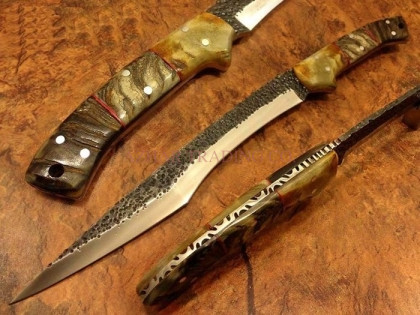 Hammered Carbon Steel Spartan Bowie Knife