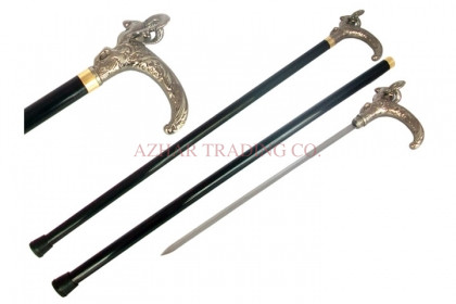 Rams Head Walking Sword Cane