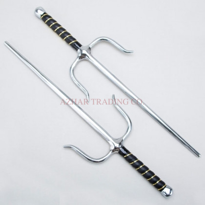 Metal Chrome Round Sai Set
