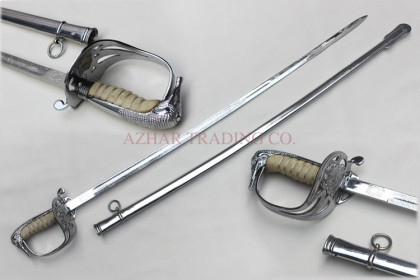 Premium Damascus Army Officer Sword – Nickel Chrome Imported Scabbard