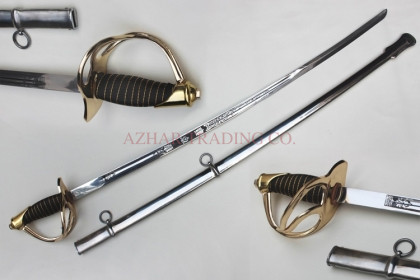 Premium Damascus Army Officer Sword – Gold Finish Imported Scabbard