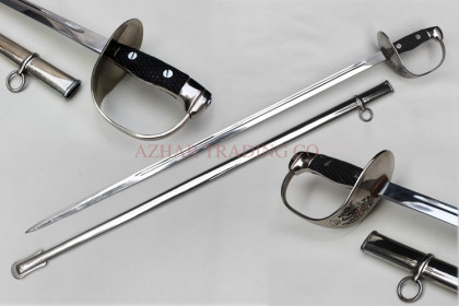 Premium Damascus Army Officer Sword – Nickel Chrome Dress Saber