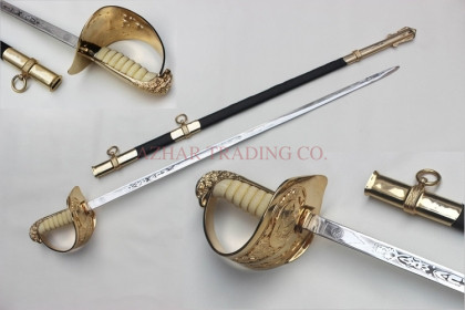 Premium Damascus Army Officer Sword – Gold Military Saber