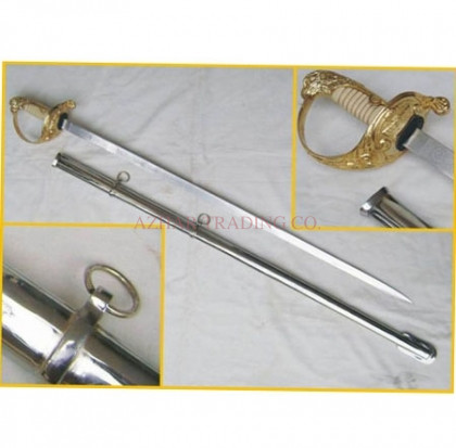 Authentic US Army Officer Damascus Steel Sword – Gold Finish