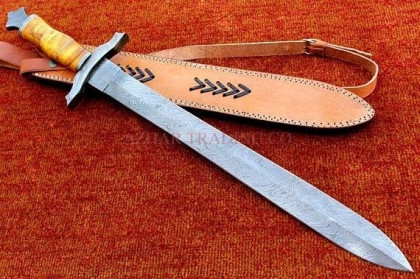 Battle-Ready Damascus Steel Sword