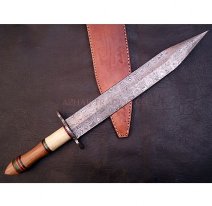 Premium Damascus Hunting Sword with Camel Bone Handle