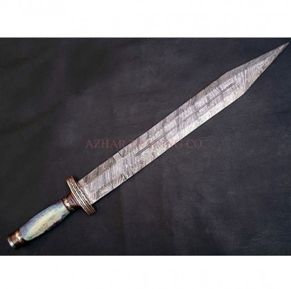 Premium Damascus Hunting Sword with Camel Bone Handle (22")