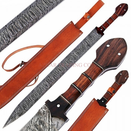 Handmade Damascus Viking Sword (30")