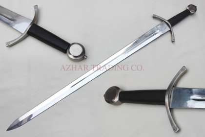 Medieval Crusader Knight Arming Sword – Silver Crossguard