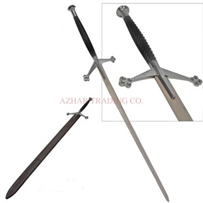 Classic Medieval Scottish Claymore (Silver/Gold Guard) image 2