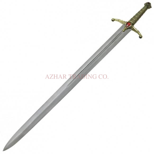 Crimson Widow Fantasy Longsword | Damascus-Pattern Display Sword