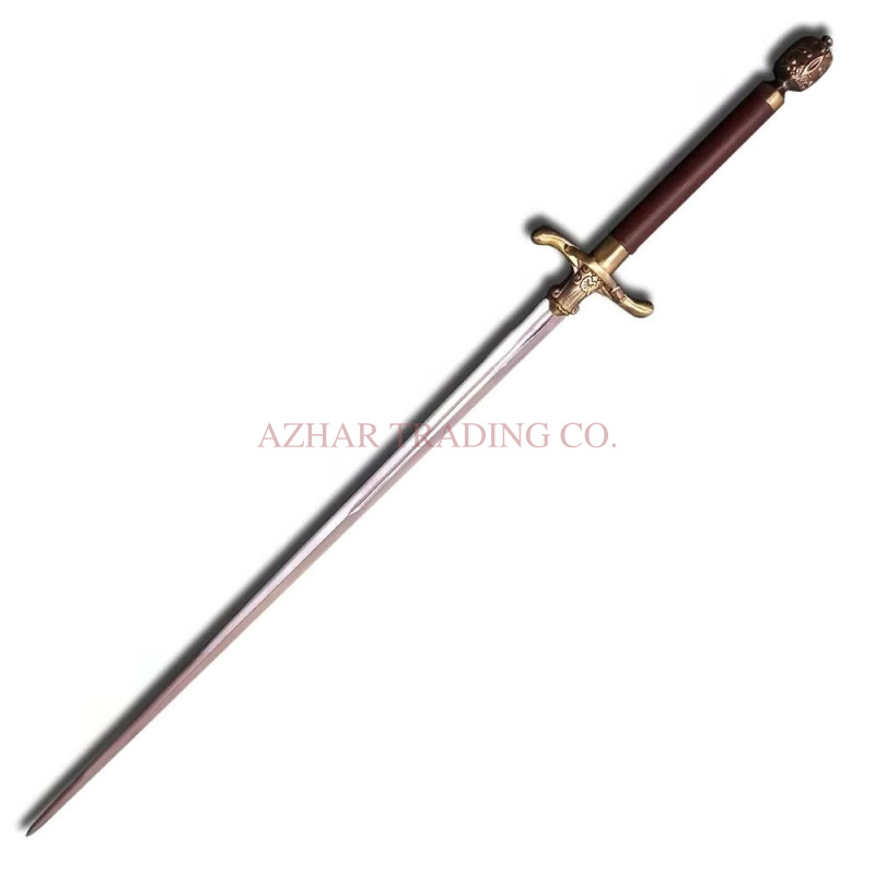 Needle-Style Fantasy Sword with Wall Plaque | Slim Display Blade