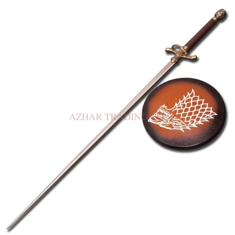 Needle-Style Fantasy Sword with Wall Plaque | Slim Display Blade image 3