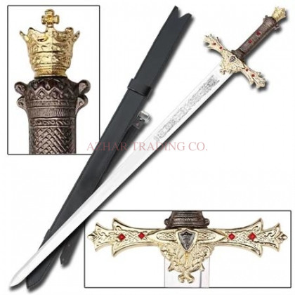 King Arthur Excalibur Sword Replica | Gold Medieval Display Sword