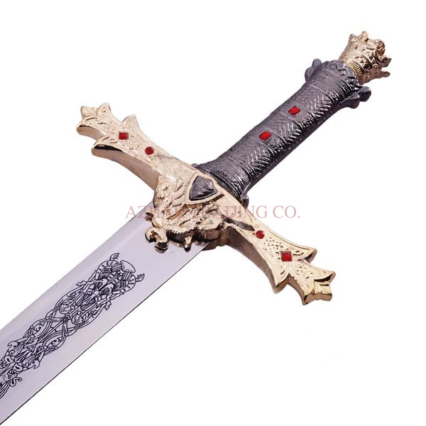 King Arthur Excalibur Sword Replica | Gold Medieval Display Sword image 3