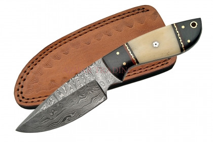 Damascus Hunter Knife Bone & Wood Handle