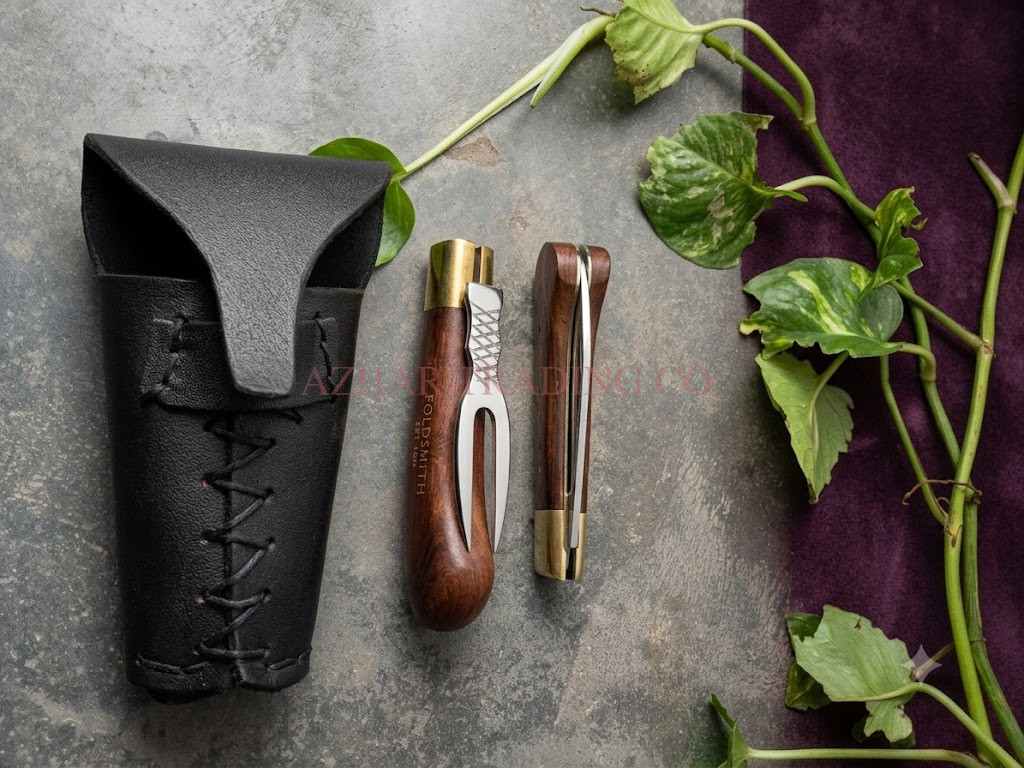 18th Century Folding Travel Fork and Knife Set with Leather Case image 4