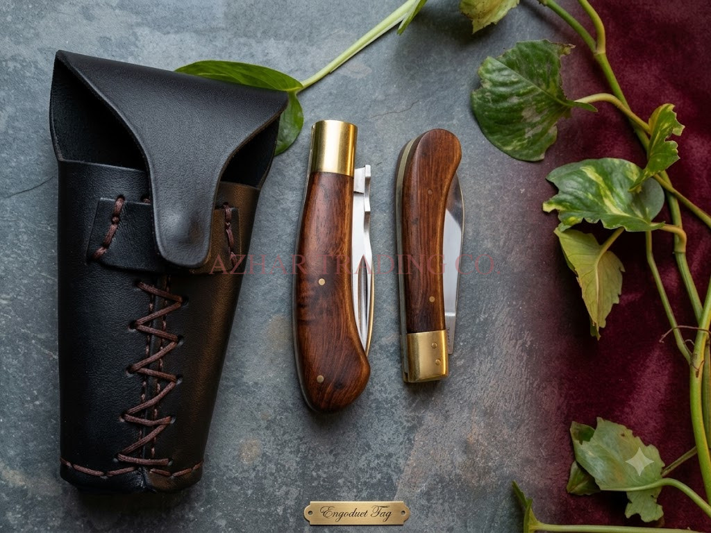 18th Century Folding Travel Fork and Knife Set with Leather Case image 5