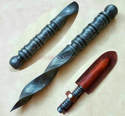 Handmade Damascus Tri-Edge Dagger image 7