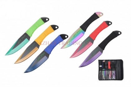 6-Piece Multi-Color Throwing Knife Set (Ring Handle)