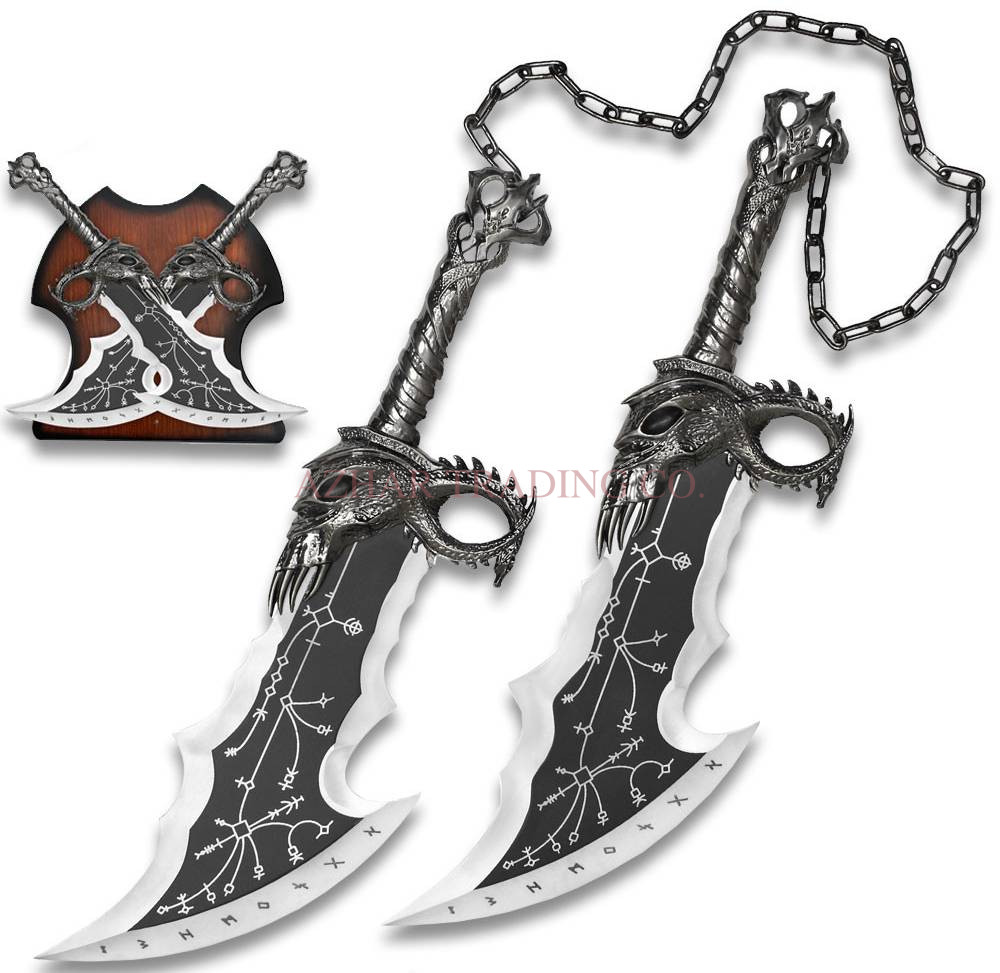 Silver Dragon Fantasy Blades | Twin Chained Display Set image 3