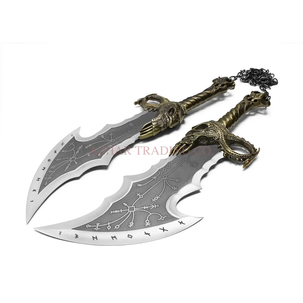 Bronze Dragon Fantasy Blades | Twin Chained Display Set image 2