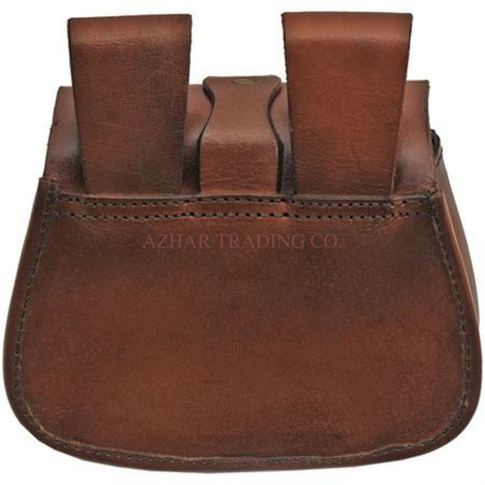 Medieval Belt Buckle Saddle Bag – Brown Leather Belt Pouch image 3