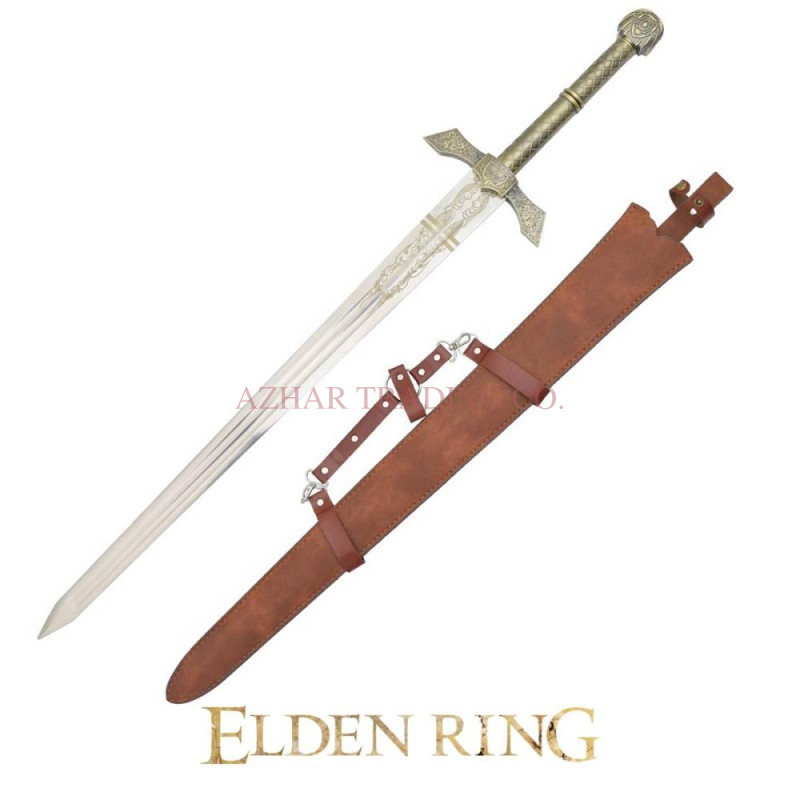 Elden Ring Miquellan Knight's Sword Replica – 42 Inch Fantasy Sword with Leather Scabbard