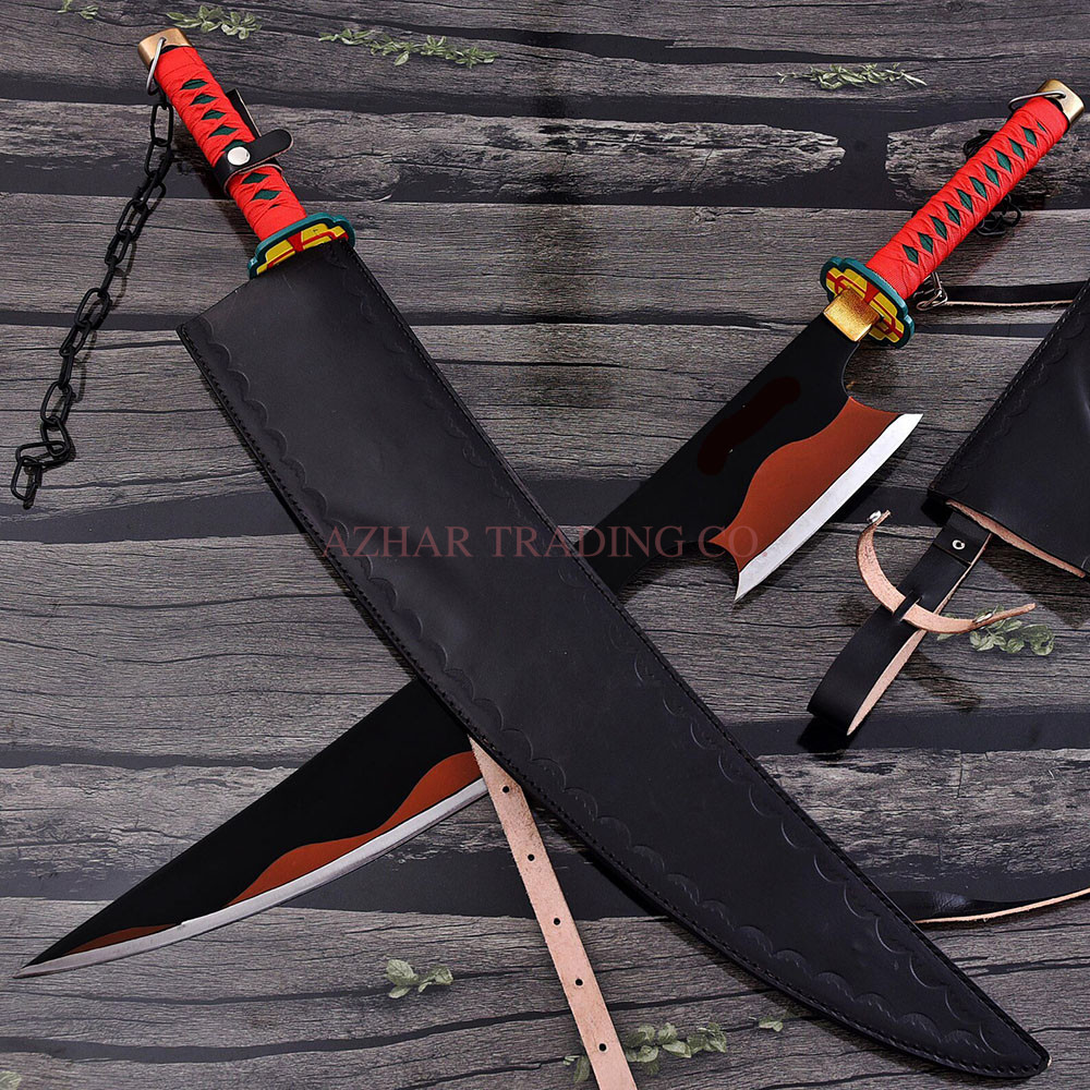 Demon Slayer Tengen Uzui Dual Nichirin Swords – 38 Inch Anime Replica Set with Leather Sheaths image 2