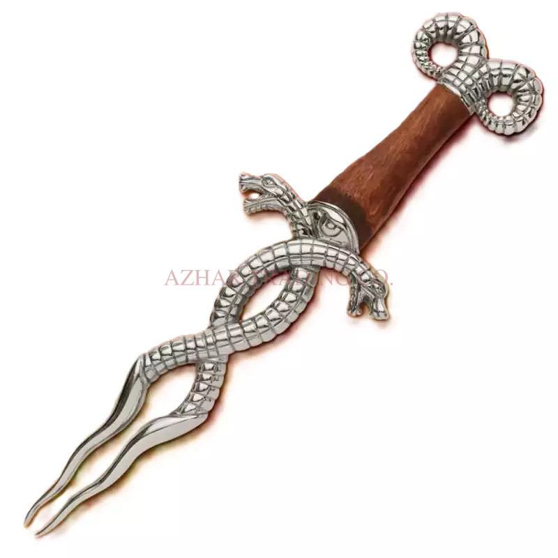 Double Serpent Fantasy Dagger – 15.5 Inch Antique Silver Replica image 2